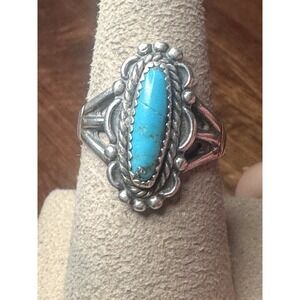 Vintage Native American Navajo Sterling Silver Turquoise women's Ring Size 7